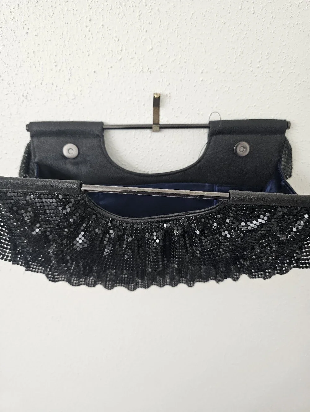 NEW Vintage The Limited Small Black Chainmail Evening Bag Clutch